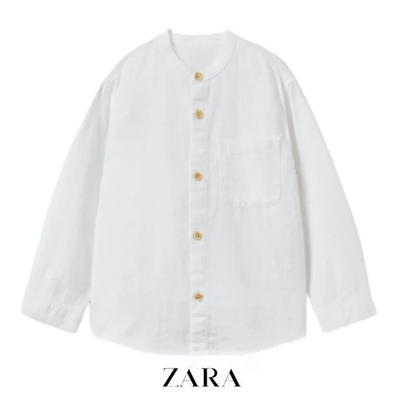 ZARA Kids | White | BASIC WOVEN SHIRT - Picture 1 of 4